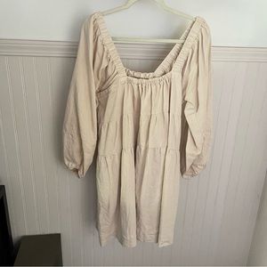 Free People Washed Denim Cream Dress